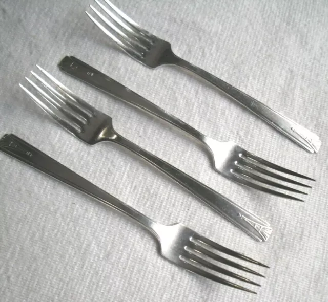 Vintage 1930s Art Deco Pattern Unused 4x Cereta Silver Cake or Side Forks,V.G.C