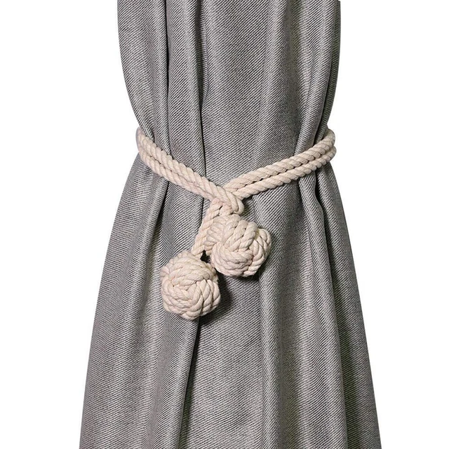 Beautiful Handmade Natural Cotton Rope Curtain Tiebacks Off White pack of  2