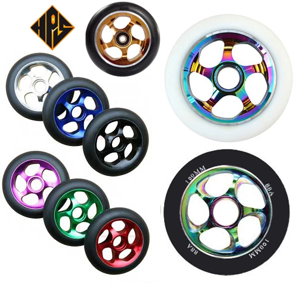 2 ruedas para silla de ruedas 100 mm 8 mm eje abec 11 rodamientos metal núcleo 88a pu