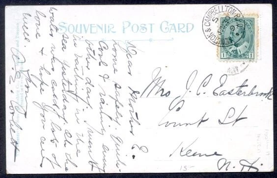Canada Moncton & Campbellton Rpo 1909 Pc To Usa