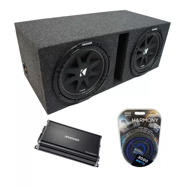 Universal Car Stereo Vented Port Dual 15" Kicker Comp C15 Sub Box & CX1200.1 Amp