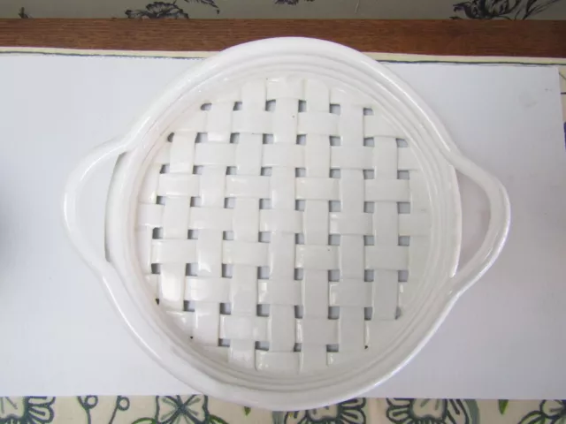 Basket Woven Porcelain Handles Serving Platter Tray Portugal