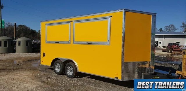 2023 8 x 16 enclosed concession 2 window vending trailer finished 8x16 marquee