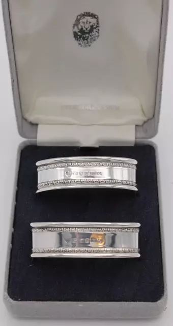 Sterling silver napkin rings, Vintage, Pair, Cased, Oval, London 1989