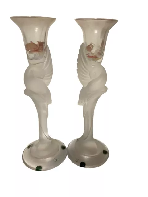 Igor Carl Faberge Crystal Dove Candlesticks Set of 2 Igor Carl Faberge Crystal Dove Candlesticks Set of 2