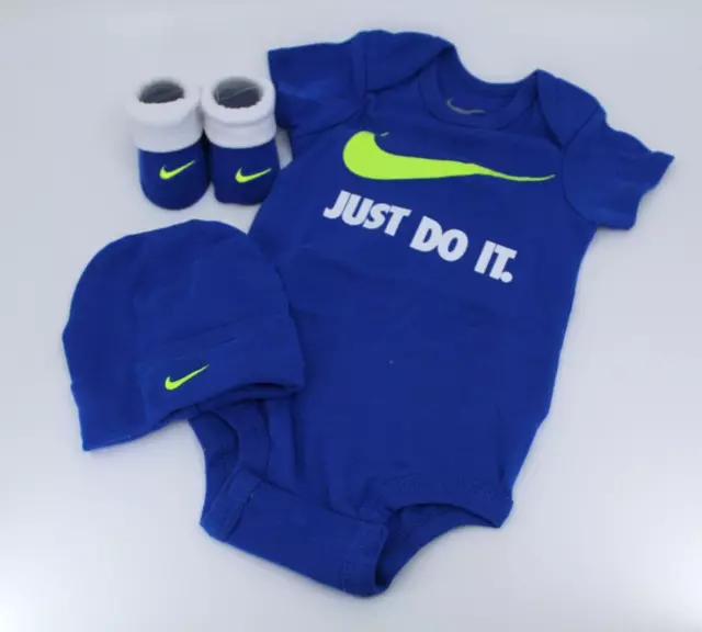 Nike 3 Piece Infant Set 0-6 Months HA4374-489 Royal Black Volt Yellow White