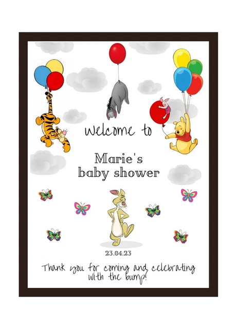 Baby Shower Sign Personalised Unisex Neutral Baby Shower Sign Winnie the pooh