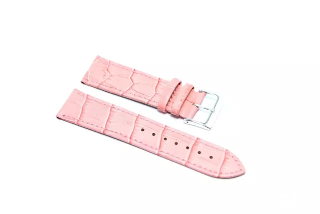 Cinturino orologio vera pelle stampa coccodrillo semi imbottito rosa ansa 20mm
