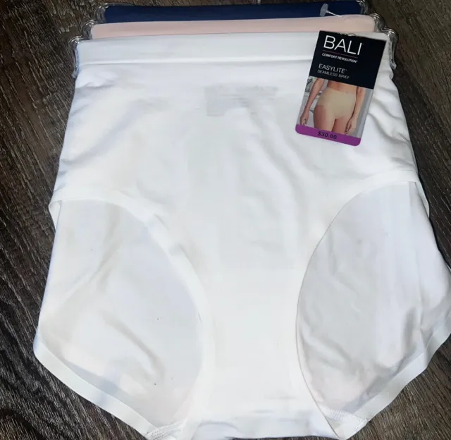 Bali ~ 3-Pair Womens Easylite Smooth Brief Underwear Panties Nylon (B) ~ M/6