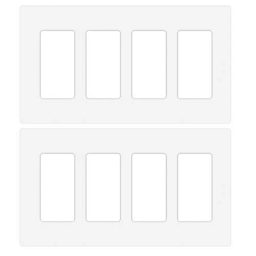 [2 Pack] 4-Gang Decora Screwless Wall Plate Decorator Outlet Plate Cover for