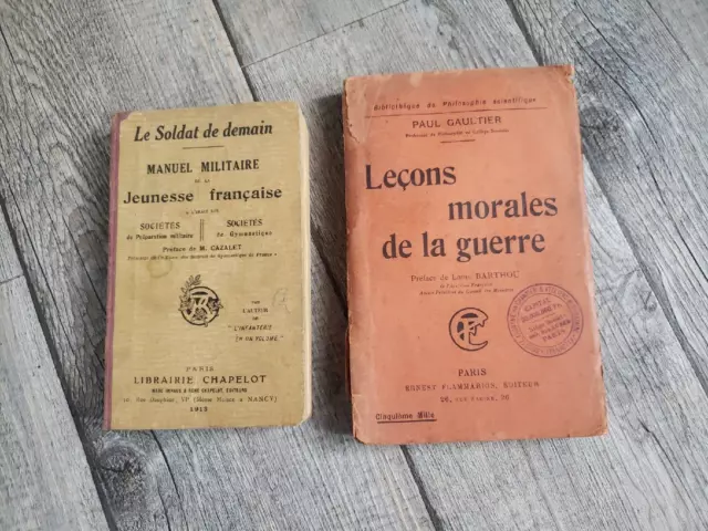 Lot 2 Livres Militaire Le Soldat De Demain 1913 Lecon Morale De La Guerre 1919