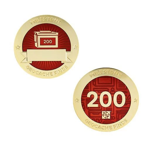 Milestone Geocoin and Tag Set - 200 Finds Geocaching Official Trackable