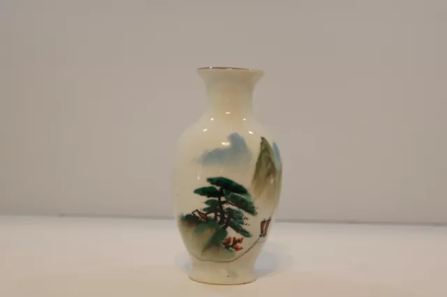 Antique Small Japanese Vase 6” Hand Painted
