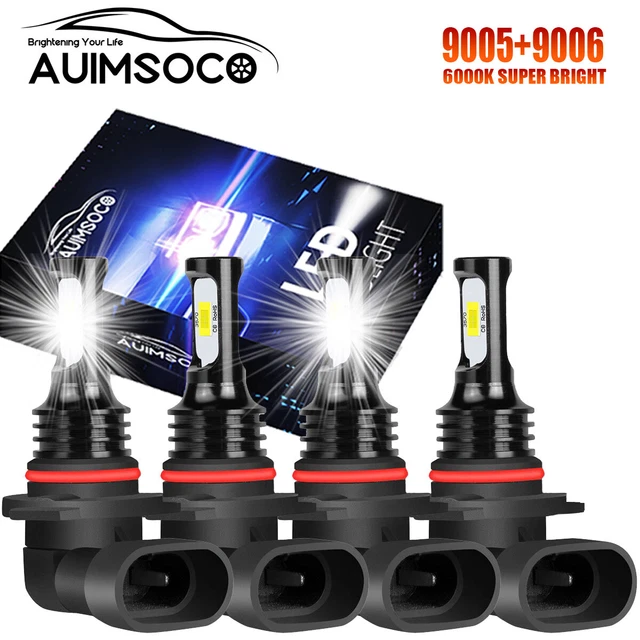 4x 9005 9006 LED Combo Headlight Bulb High Low Beam Kit Xenon White Super Bright