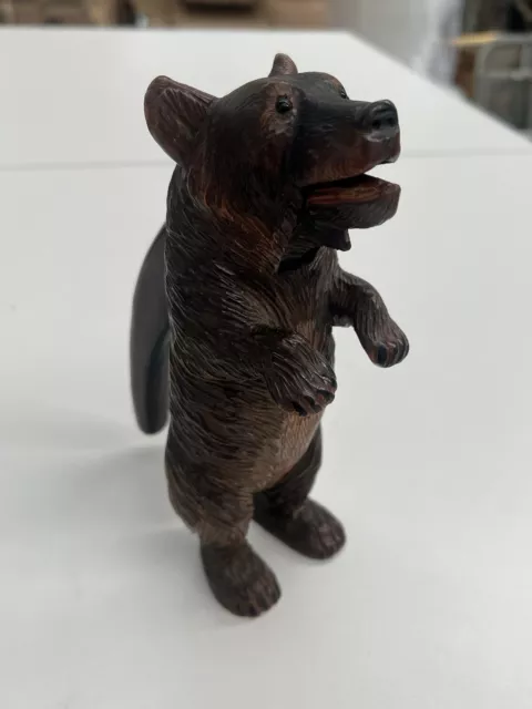 Fantastic Antique Black Forest Carved Wooden Standing Bear Nut Cracker 'Lugano' 2