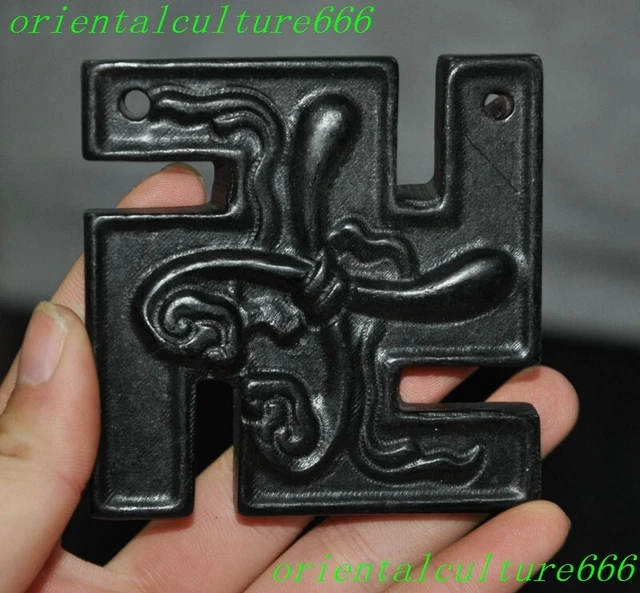3"Tibet Meteorite iron stone swastika swastika characters “卍” Ruyi Yubi pendant