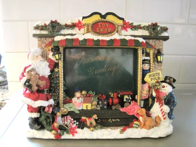 Vintage Toy Shop Santa North Pole 3 Dimensional Photo Picture Frame  3.5 X 5