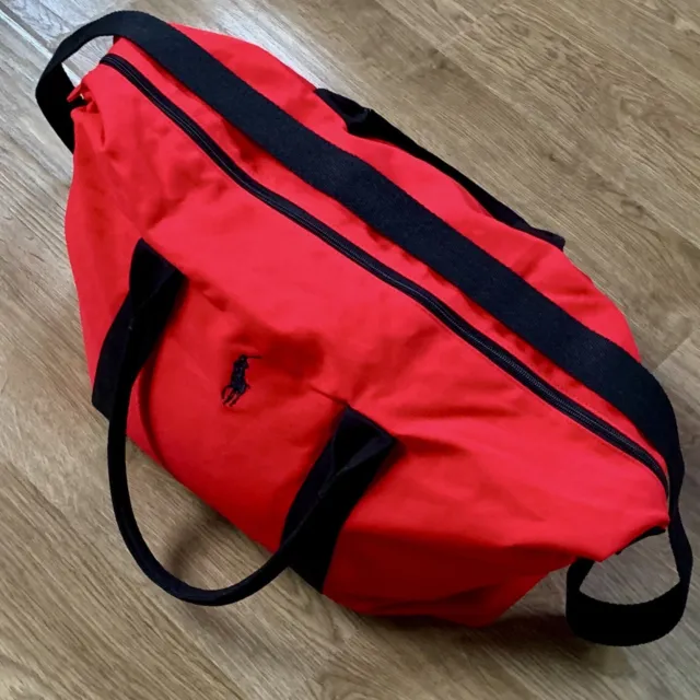 Polo By Ralph Lauren Red Canvas Duffle Bag/Holdall RRP £45.99 Travel Luggage