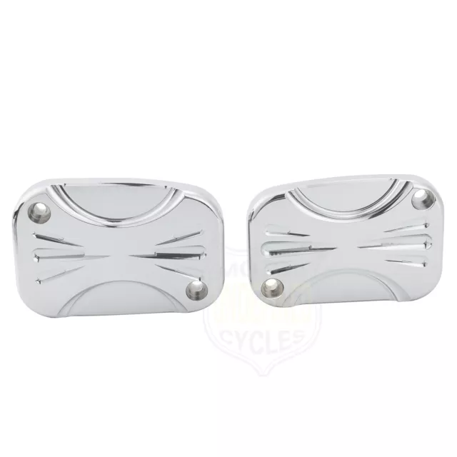 Front Brake Shallow Cut Master Cylinder Covers For Harley Touring Road King FLH 3