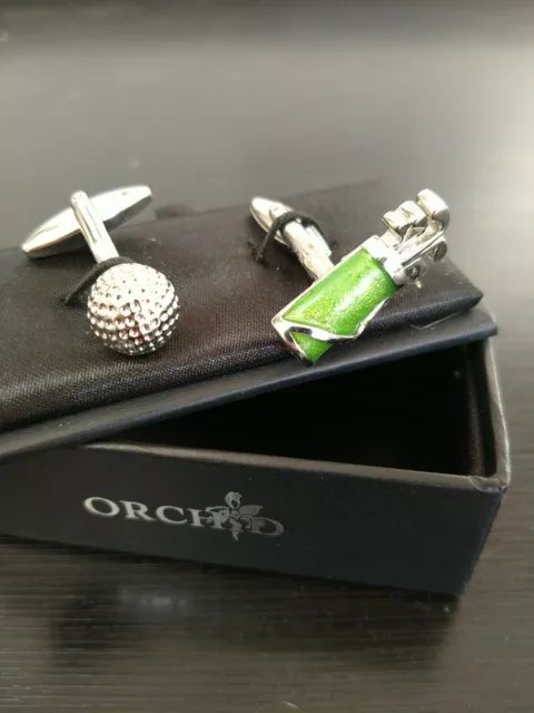 Orchid Golfer Golf Clubs Ball Cuff Links