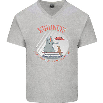 Kindness a Gift Funny Dog Elephant Mens V-Neck Cotton T-Shirt