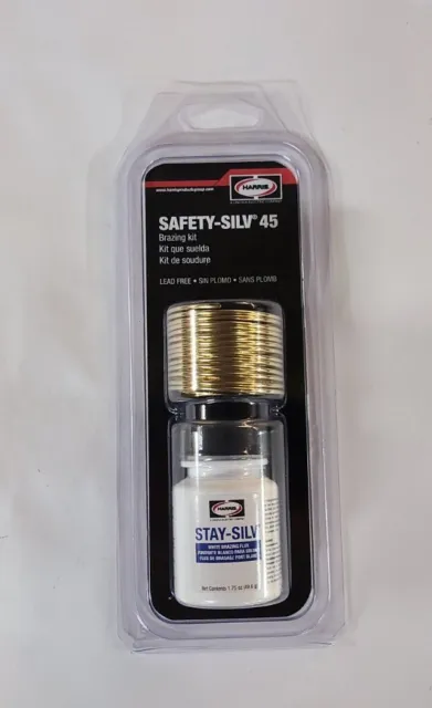 Harris. P/N: 45Kp0P. Safety-Silv 45% Silver Solder Brazing Kit. Wire & Flux Set. 2
