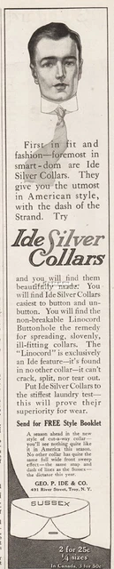 1913 Ide Silver Collars First In Fit & Fashion Troy NY Sussex Print Art Ad