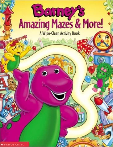 BARNEY'S AMAZING MAZES & MORE! WIPE CLEAN ACTIVITY BOOK By Davis & Amaral NEW