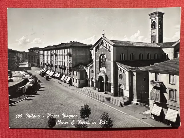Cartolina - Milano - Piazza Wagner - Chiesa S. Pietro in Sala - 1955