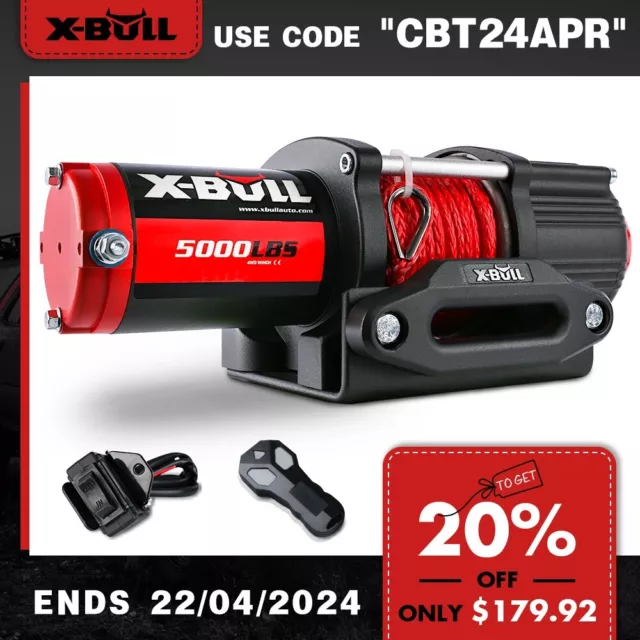 X-BULL Electric Winch 5000LBS 12V Wireless Synthetic Rope ATV UTV 4WD 4X4 Boat