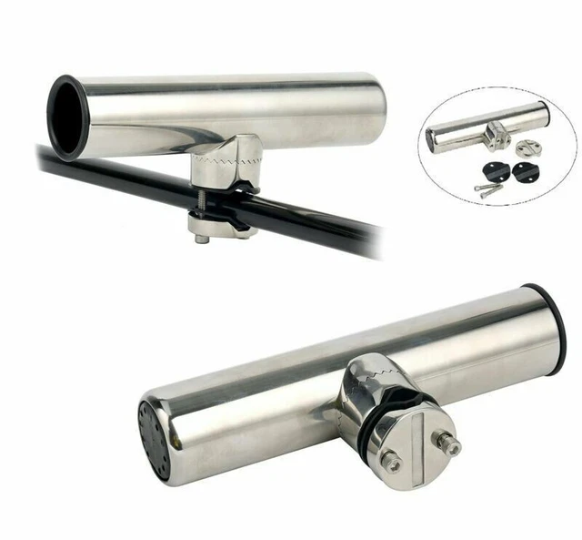 7/8" to 1" Boat Fishing Rod Holder Stainless Tournament Clamp Rail Rod Holder