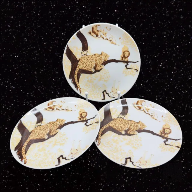 Toscany Ranier Plates Leopard Lions Cheetah Wild Cats Japan Ceramic 3 Set 6.5”W