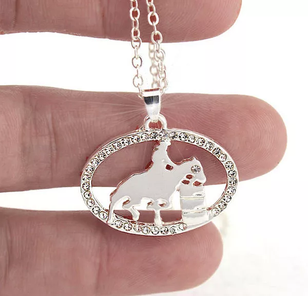 Horse & Western Jewellery Jewelry Ladies Sparkling Barrel Racer Necklace Silver