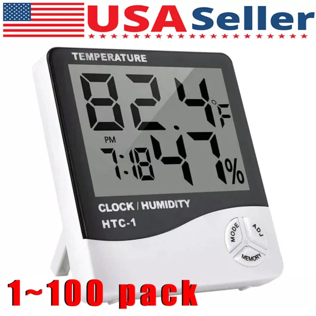 Thermometer Indoor Digital LCD Hygrometer Temperature Humidity Meter Alarm Clock