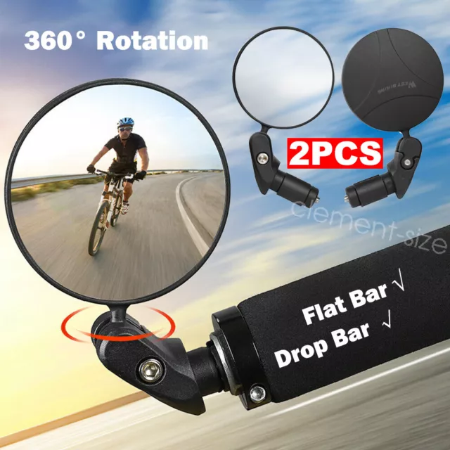 2PCS MTB Bike Rearview Mirror Bicycle Handlebar Convex Side Rear View Mirror