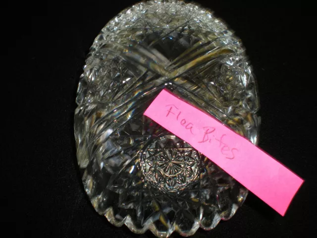 ABP Fine Cut Glass Small Pinched Bowl Hobstars American Brilliant Period 7