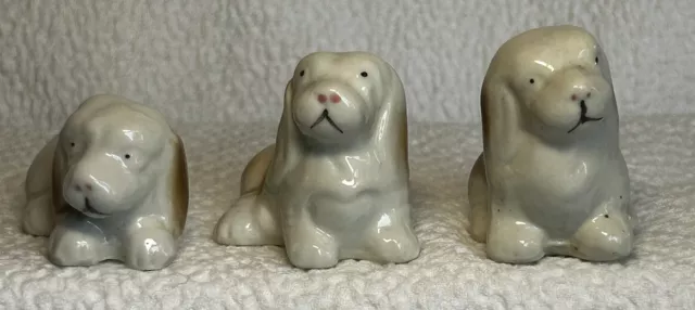 LOT 6 Vintage Porcelain Bassett Hound Figurines Hand Painted Japan Mini