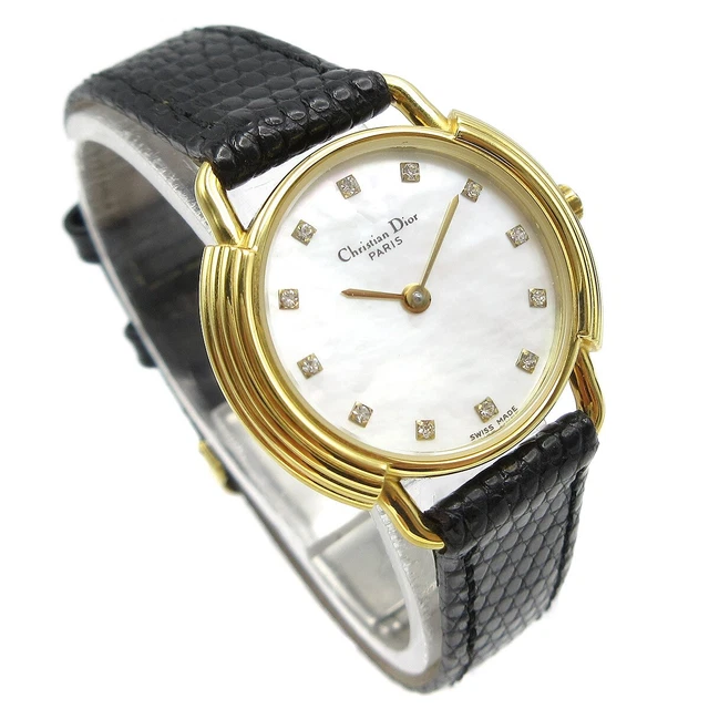Christian Dior D58-121-1 9716 Ladies Quartz Watch Shell Dial Gold-plated 27503
