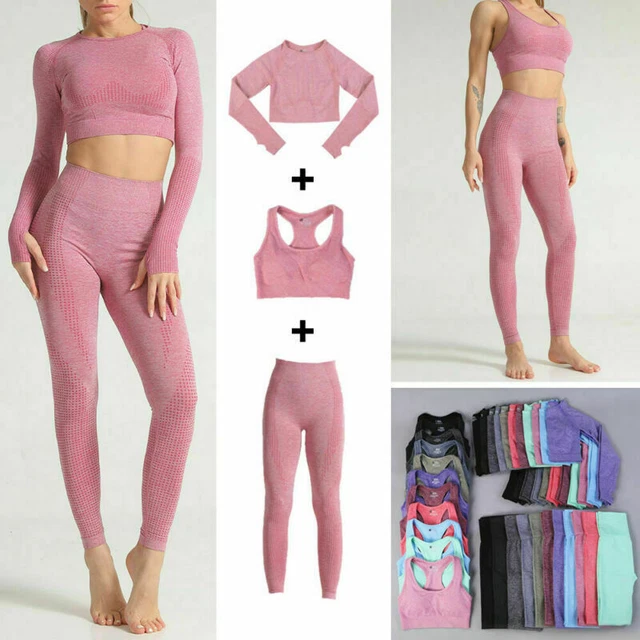Set yoga donna senza cuciture top + reggiseno sportivo + pantaloni da palestra outfit 3 pz 5 pz