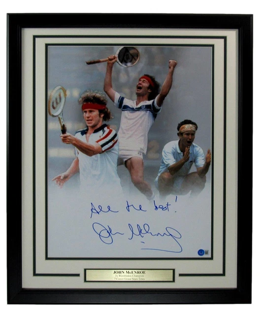 John McEnroe Autographed 16x20 Photo Tennis Champ Framed Beckett 176741