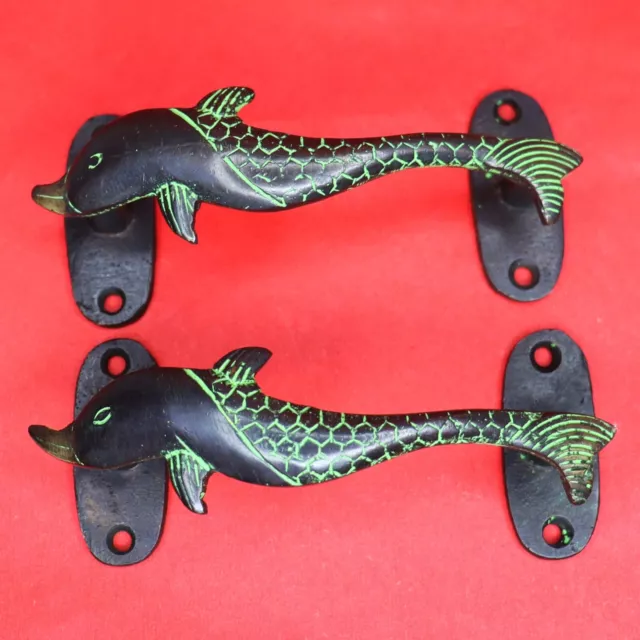 Handmade Brass Fish Shape Vintage Repro Wardrobe Window Drawer Door Pull Handle