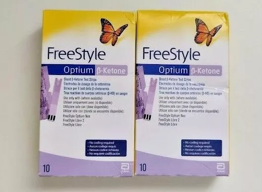 Freestyle Optium Sangre B-Ketone Diabético Prueba Tiras Reactivas - 2 Cajas De