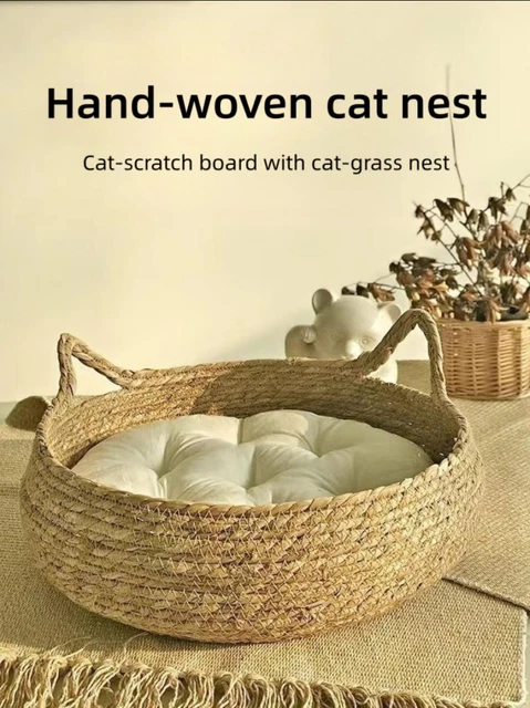 Bed Cat Pet Dog Soft Plush Fluffy Nest Donut Warm Small Kennel Calming Washable