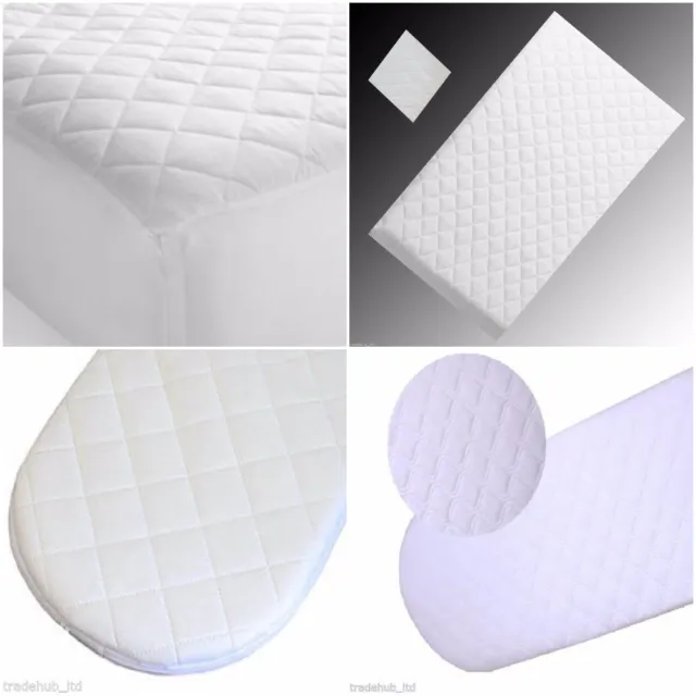 Quilted Breathable Waterproof Moses Pram Crib Cradle Mattress Made in England