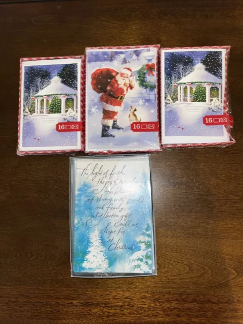 Lot of 4 Boxed Christmas Cards & Envelopes 64 Cards & Envelopes *Read Details