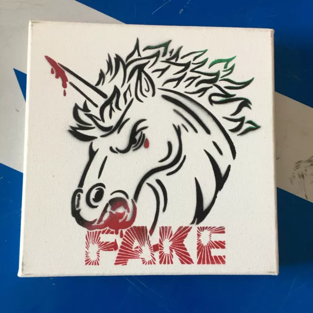 FAKE Graffiti Street Art Canvas -  Handpainted - 10 x 10 inch Deep Edge