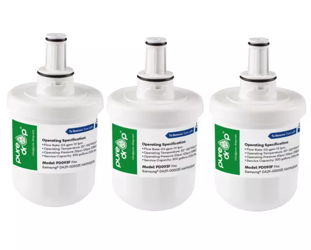 3 PureDrop Fridge Water Filter for Samsung DA29-00003F HAFIN1/EXP Aqua-Pure Plus
