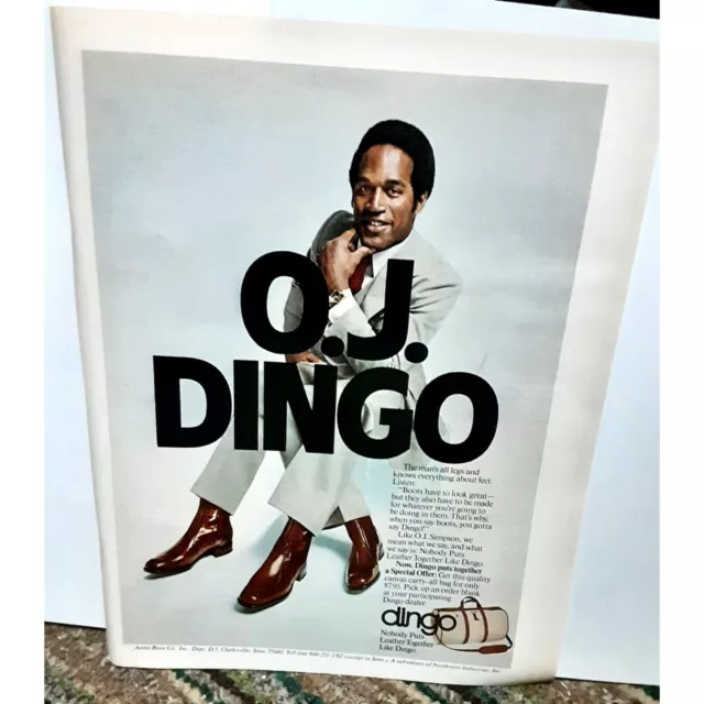 1978 OJ Simpson Dingo Boots Ad Vintage Print Ad 70s Original