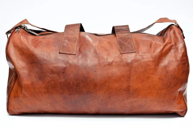 23 In Vintage Leather Duffle Bag Travel Luggage Handbag Sports Gym Yoga Duffel