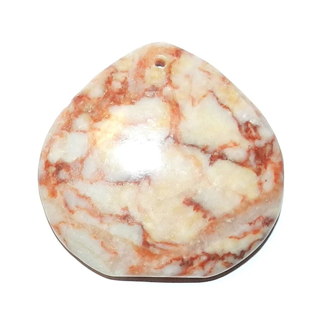 P1670 Redline Marble Flat Teardrop 38mm Gemstone Pendant Focal Bead